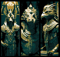 Egypt Statues - Egyptian Gods in Jade and Gold Statue form - Horus, Anubis and Sobek