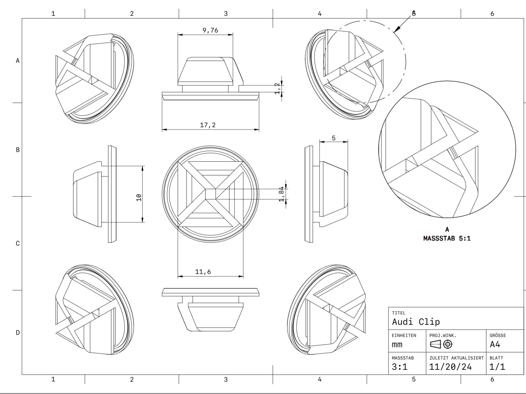 Audi 80 b4 Bumper clip