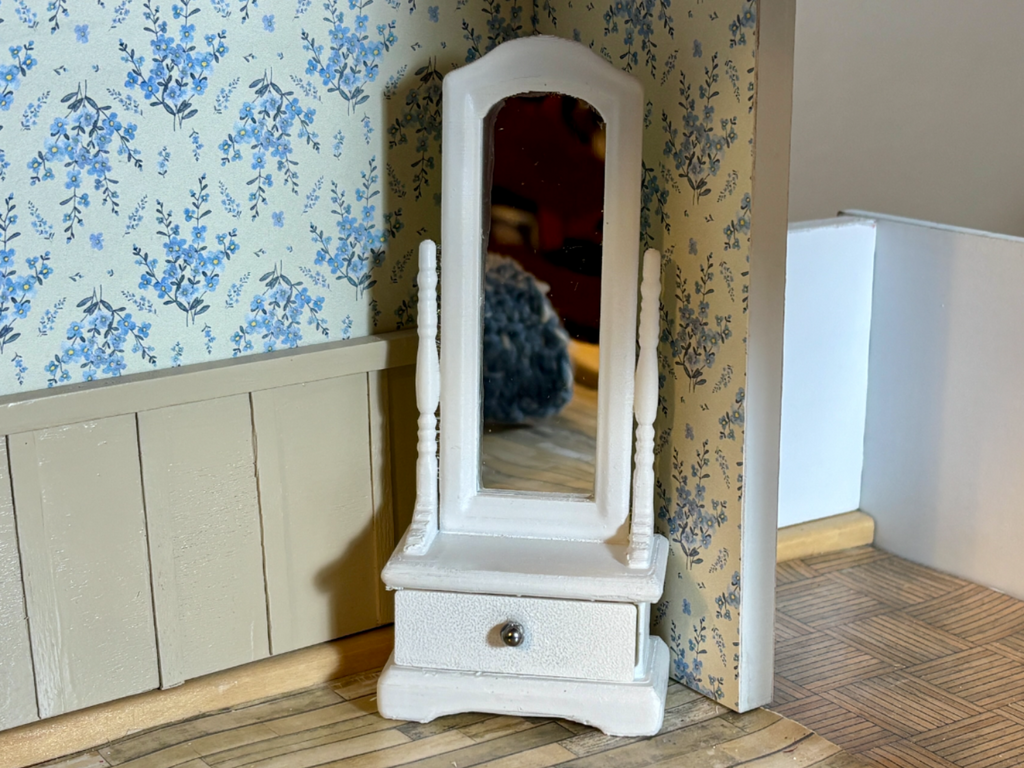 Dollhouse Scale 1:12 Standing Mirror with Drawer