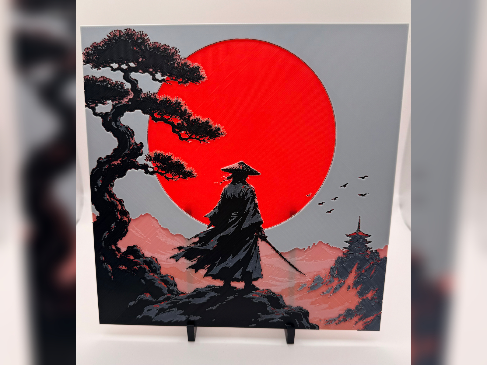 Ronin Beneath the Crimson Sun Hueforge Print