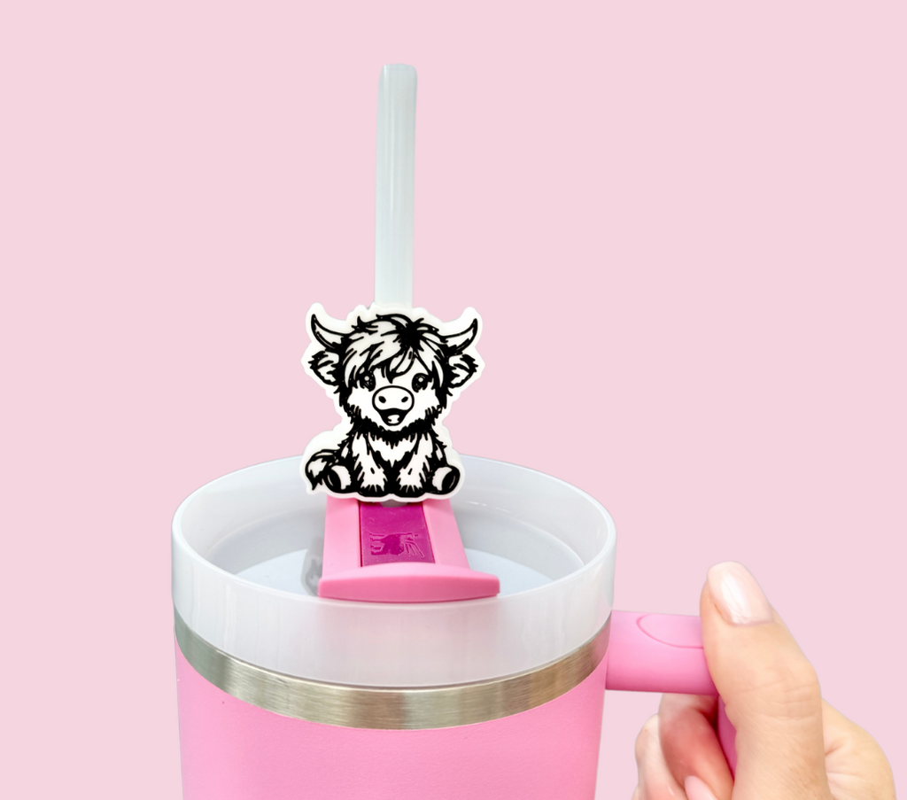 Highland Cow Straw Topper | 10mm Tumbler Accessory
