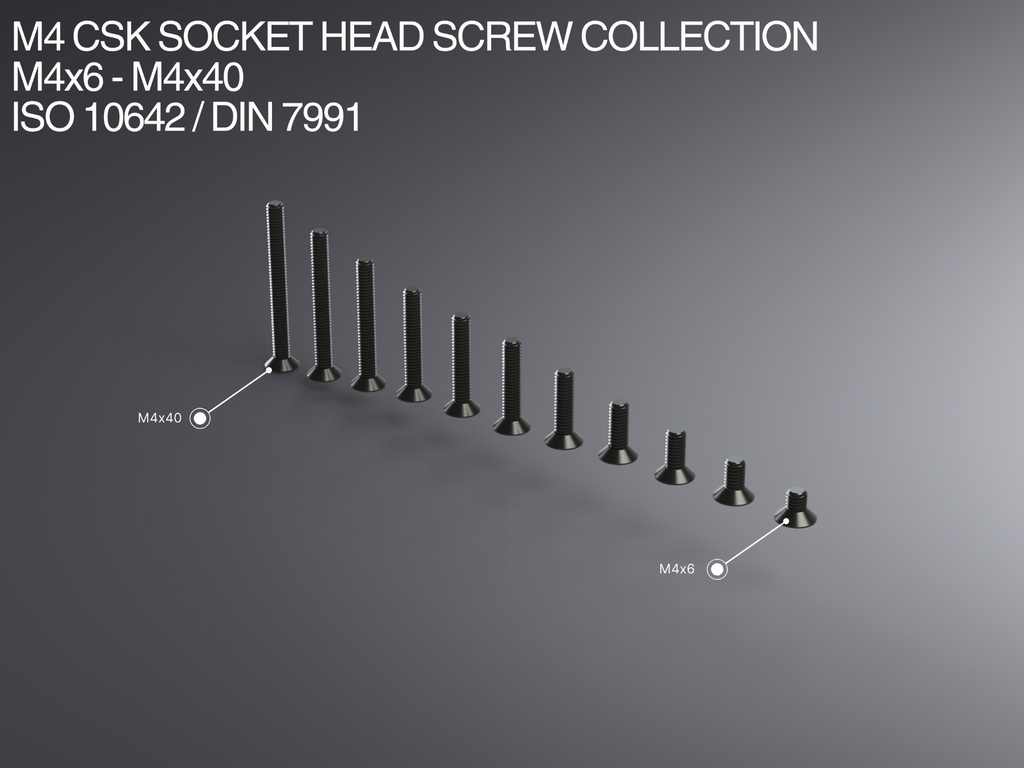M4 CSK Socket Head Screw Collection M4x6-M4x40