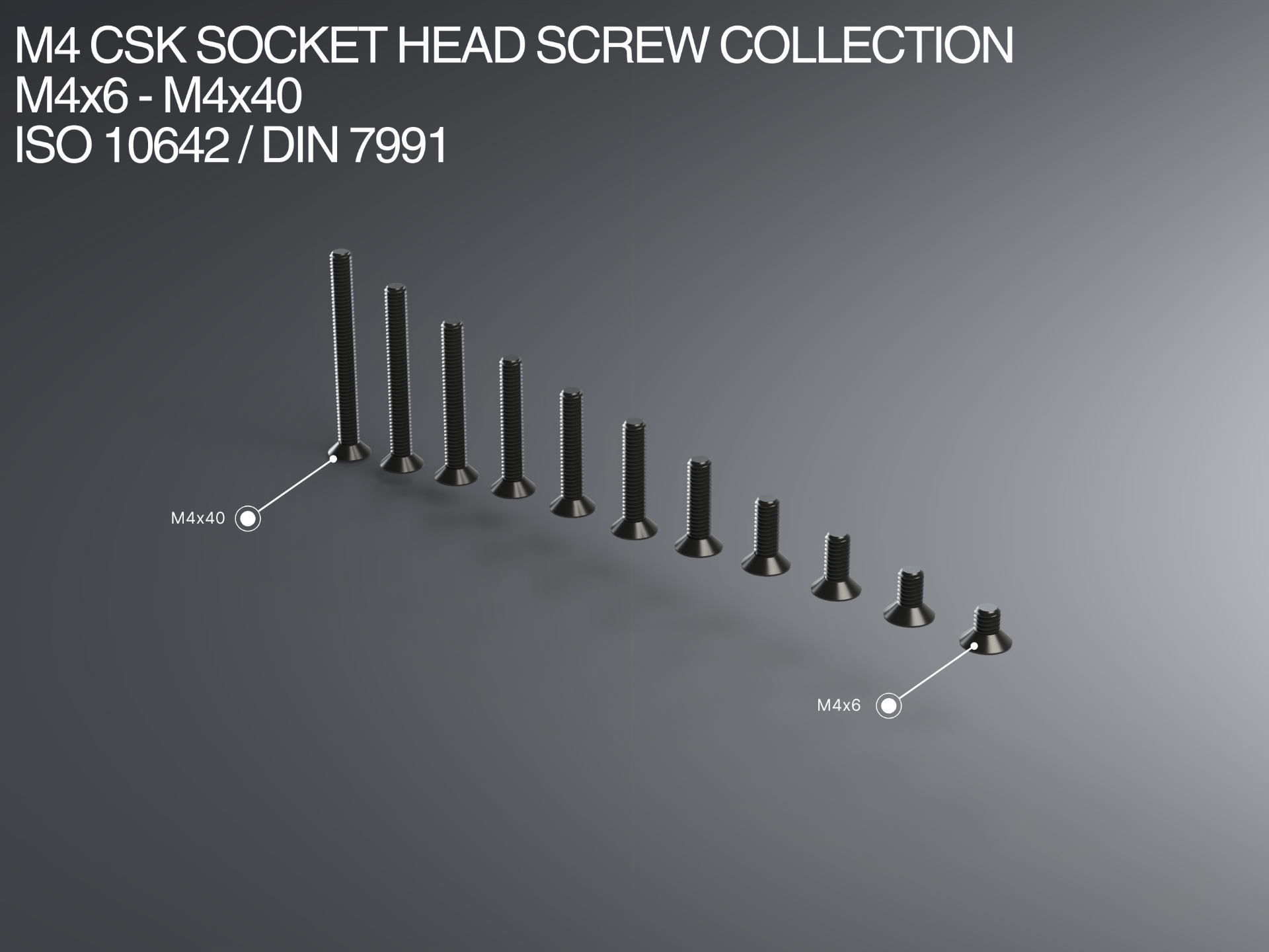 M4 CSK Socket Head Screw Collection M4x6-M4x40