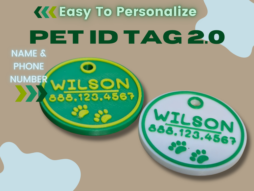 Dog or Cat ID Tag With Phone Number - Customizable