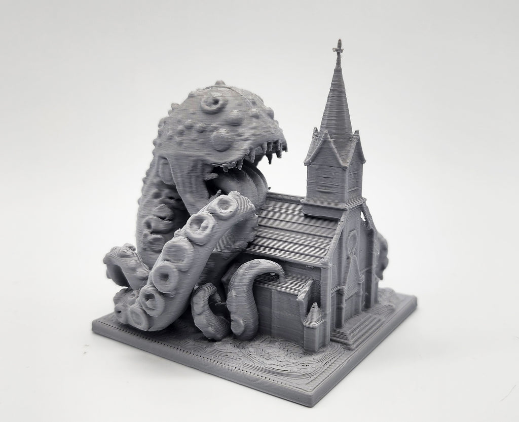 Cosmic Horror eating a Church Miniature