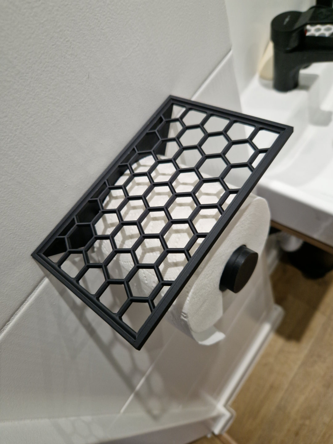 Toilet Paper Holder with Hexagon Shelf