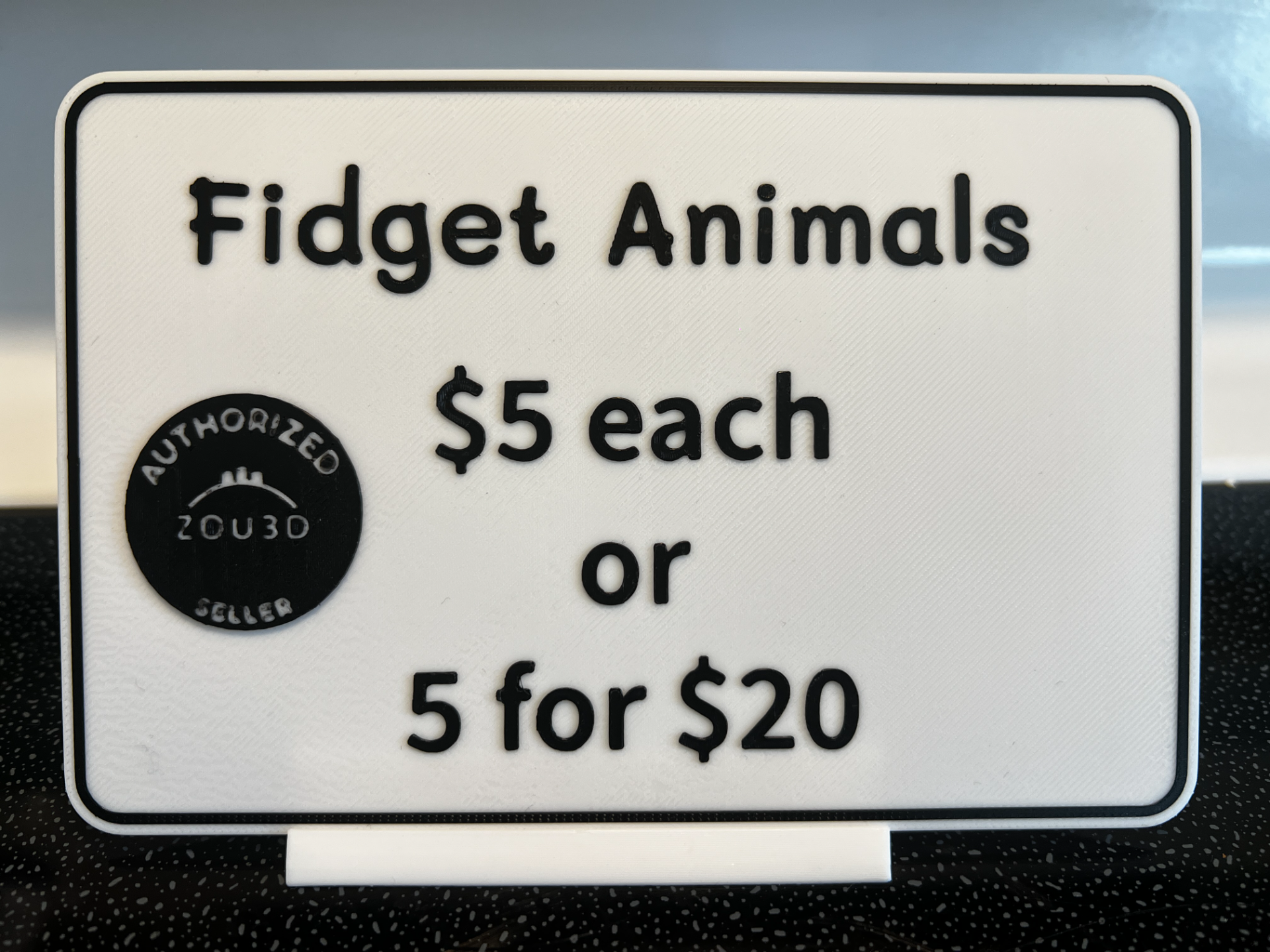 Fidget Animal Price Sign