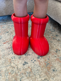 big red boots sized for kids
