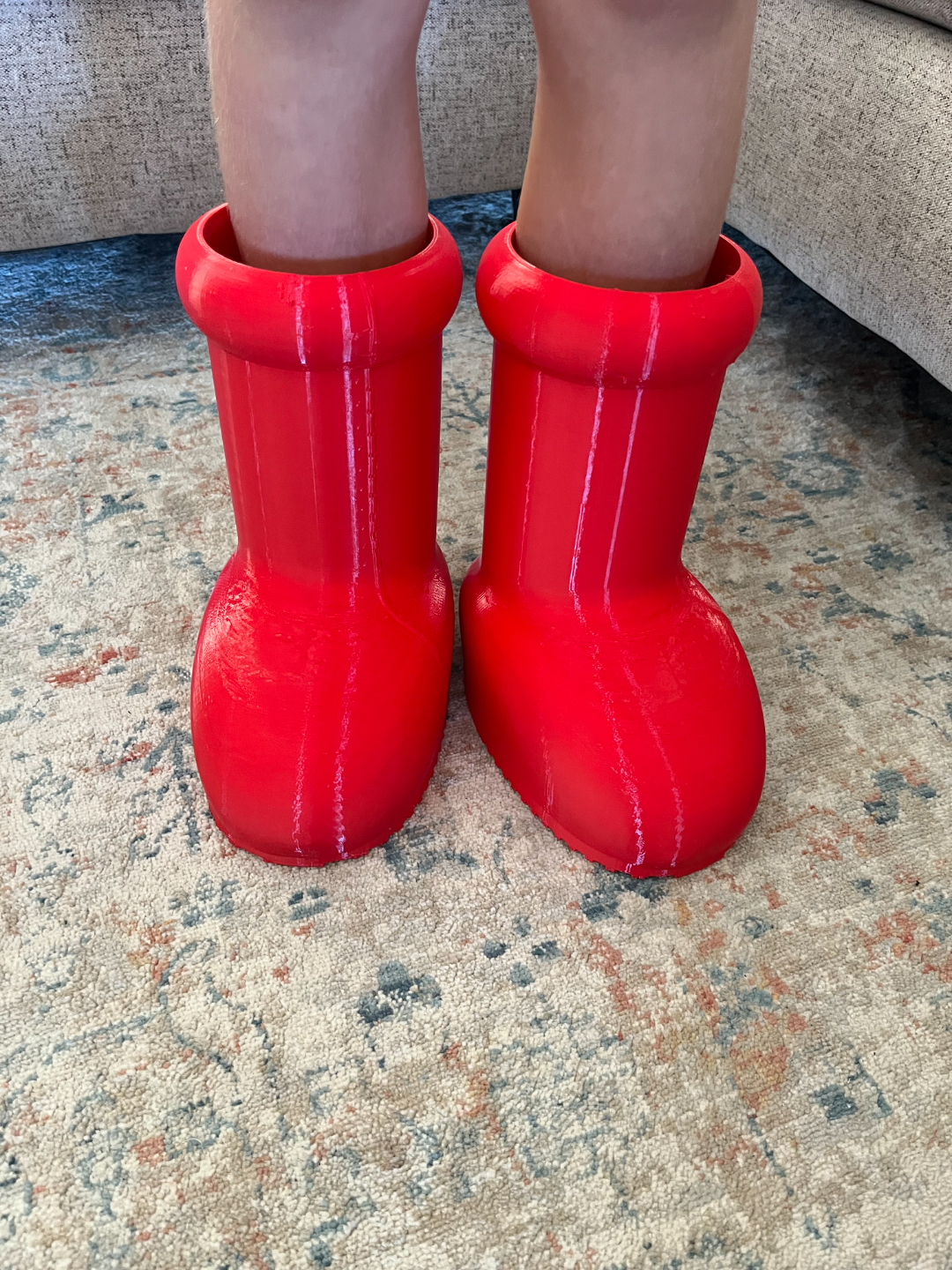 big red boots sized for kids