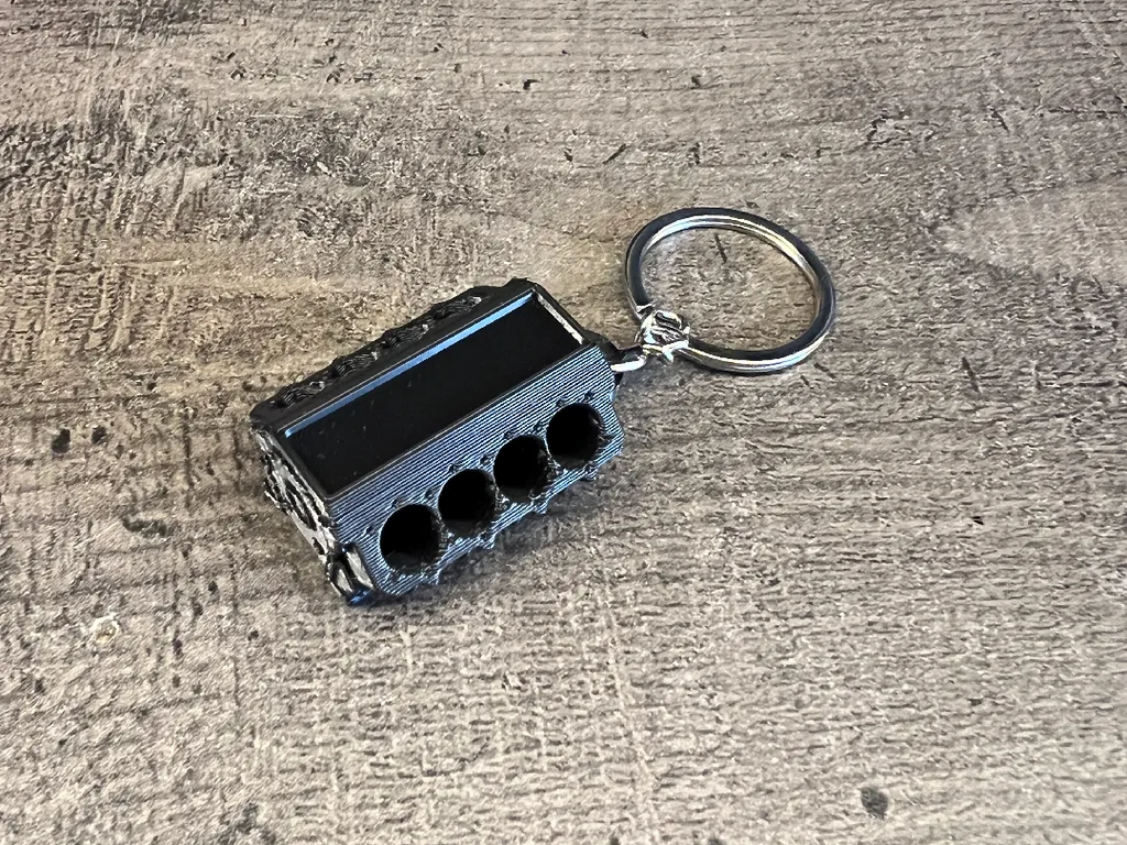 V8 engine block keychain