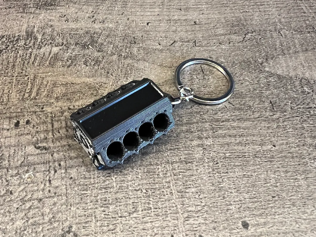 V8 engine block keychain