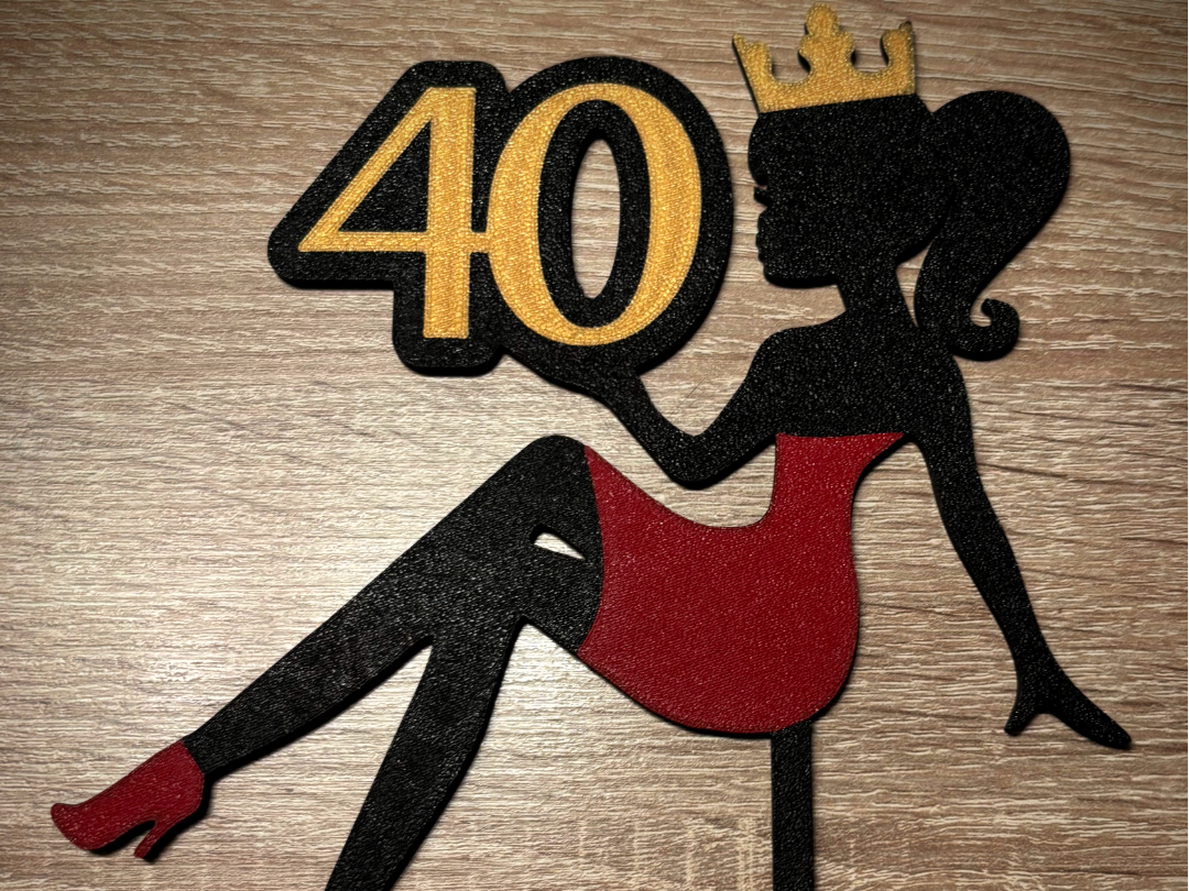 Cake topper Woman with Crown 40 birthday