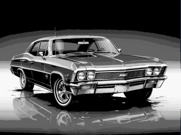 Hueforge Fan Art - Movie Car Series - 1967 Chevy Impala 4 door - Supernatural TV series