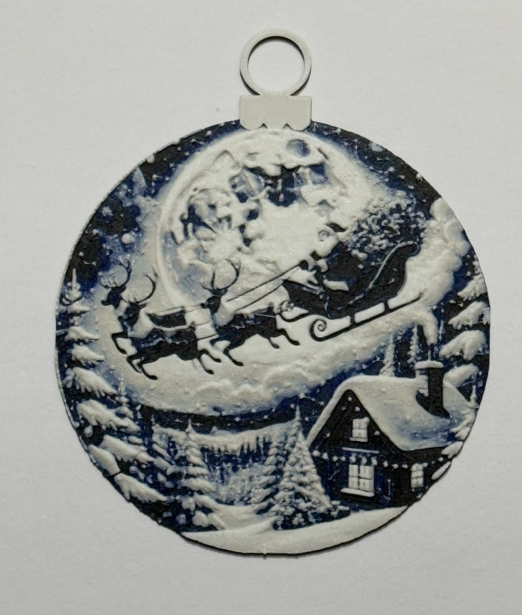 Christmas tree ball, landscape with Santa Claus