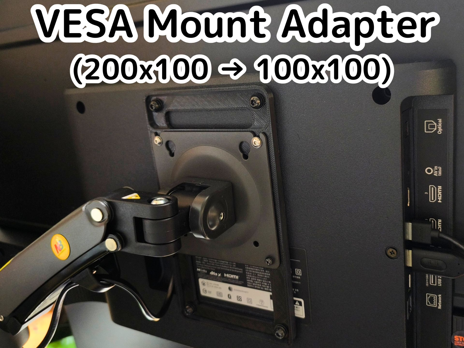 VESA Mount Adapter for XiaomiTV(200x100 → 100x100)