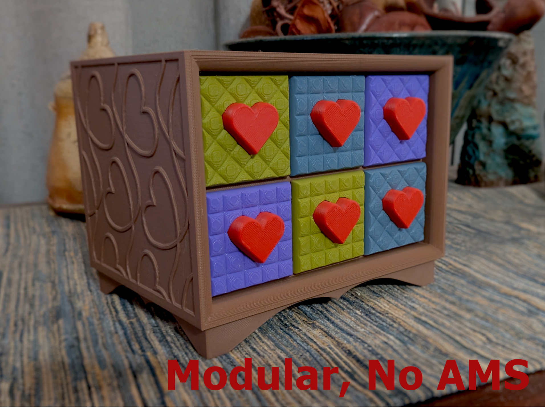 Quilted Heart Organizer/Drawers, No AMS