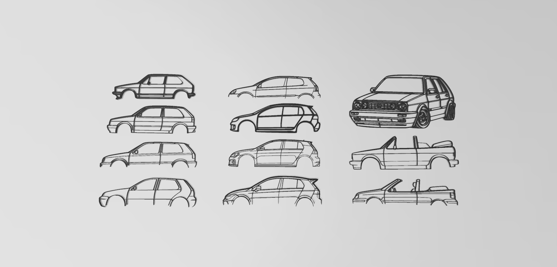 VW Golf Collection 2D Wall Art