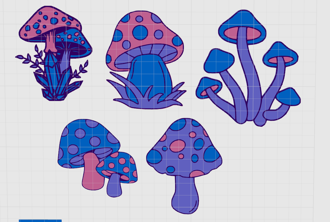 Colorful Mushroom Wall Art or Fridge Magent