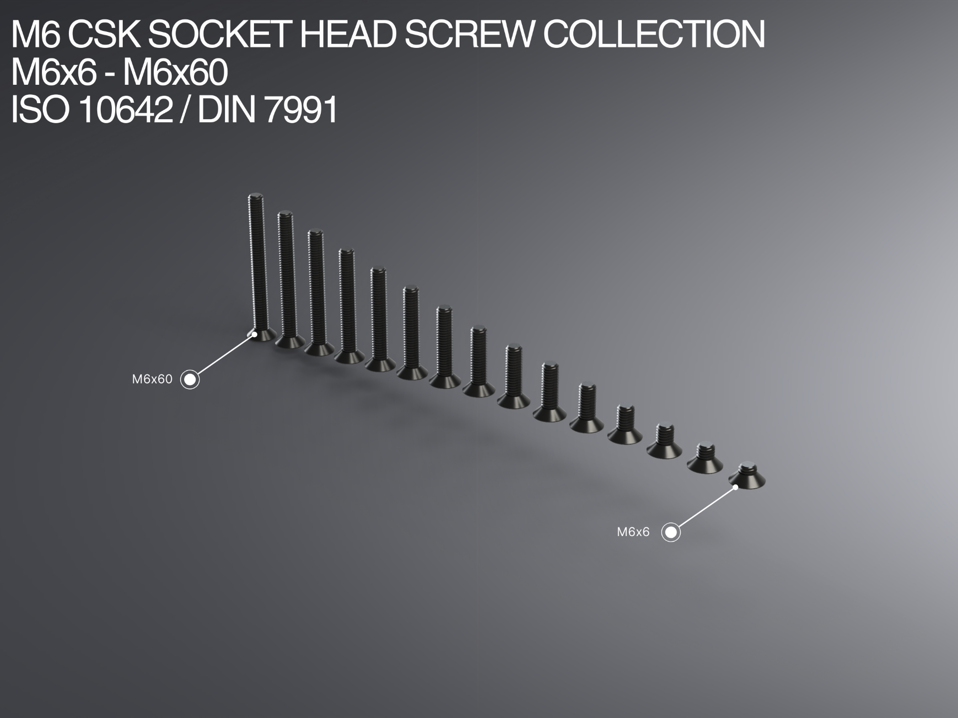 M6 CSK Socket Head Screw Collection M6x6-M6x60