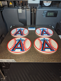 Los Angeles Angels Four Drink Coasters With Holder