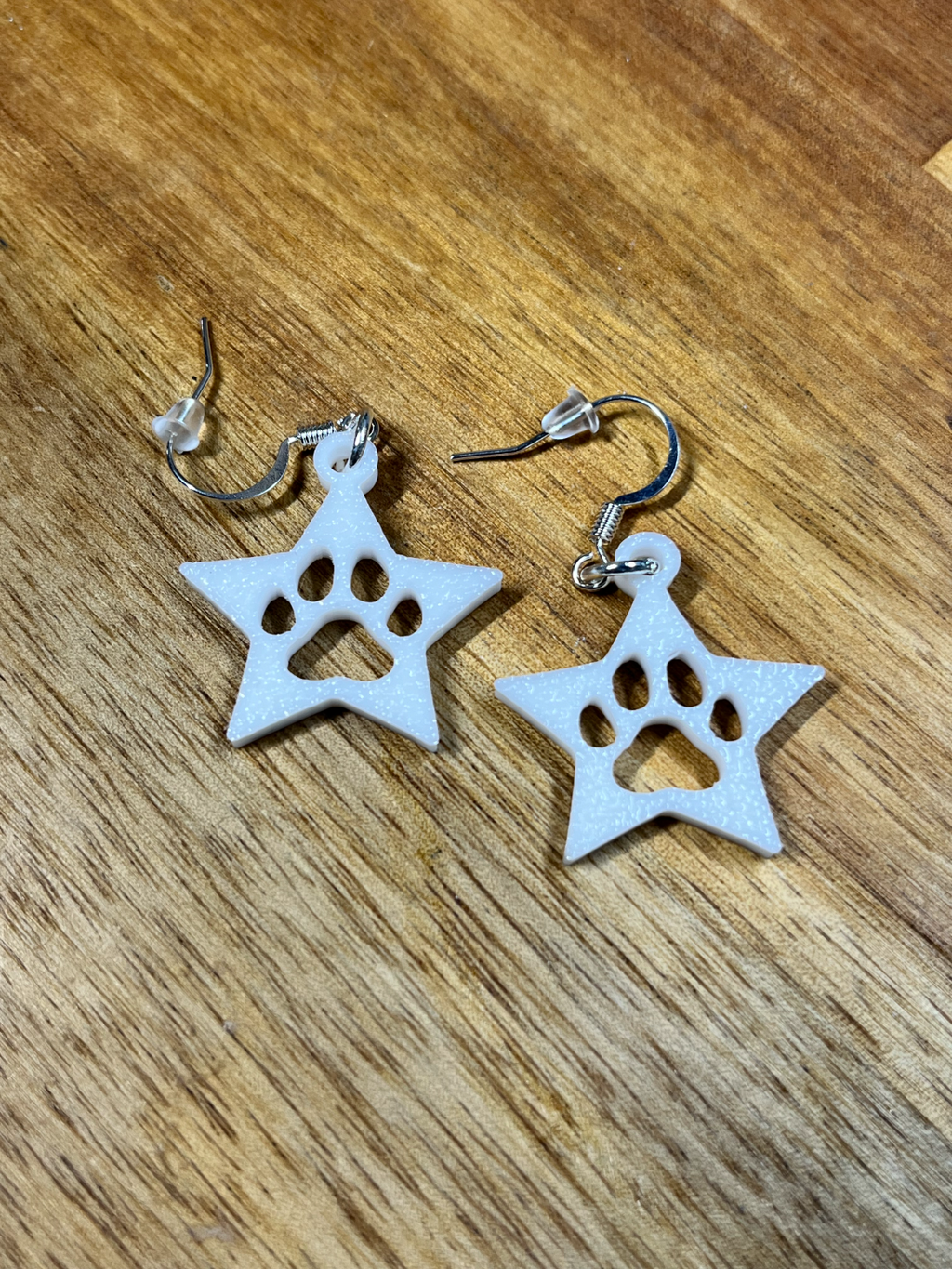 Star with Paw Print Earrings