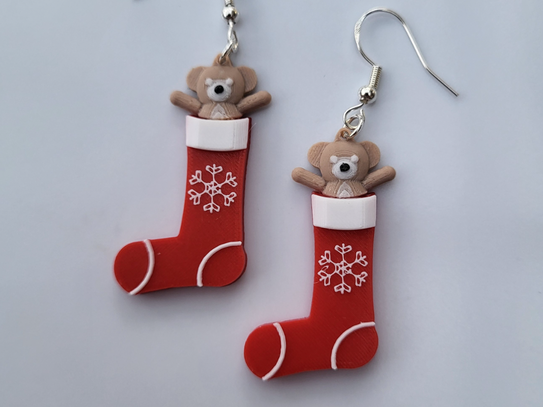 Christmas stocking earring