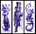 Set of 3 Bookmarks - Cat and Mad Hatter from Alice in Wonderland