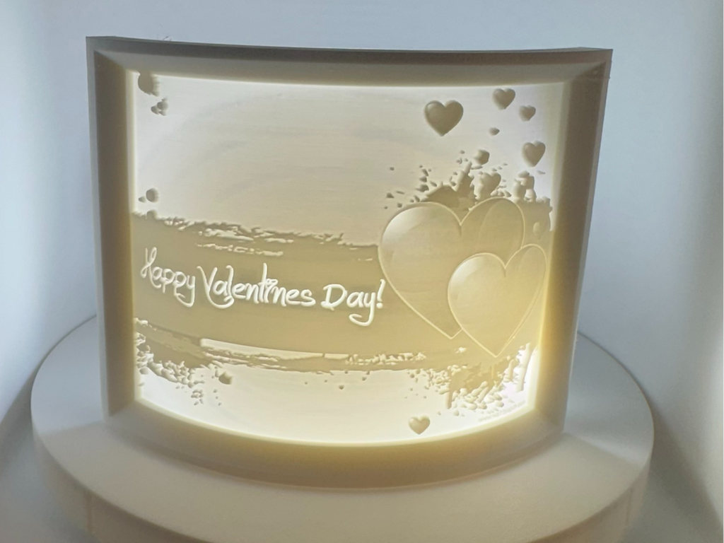 Valentines Day curved lithophane