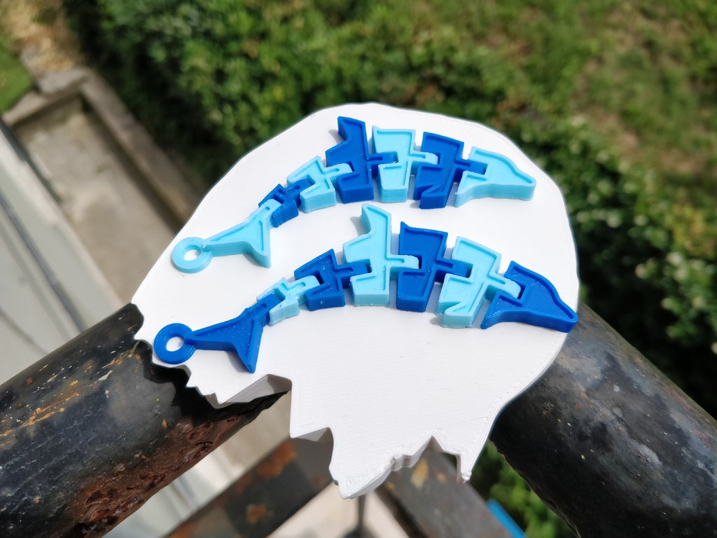 Articulated Dolphin Keychain fod Dual Extrusion