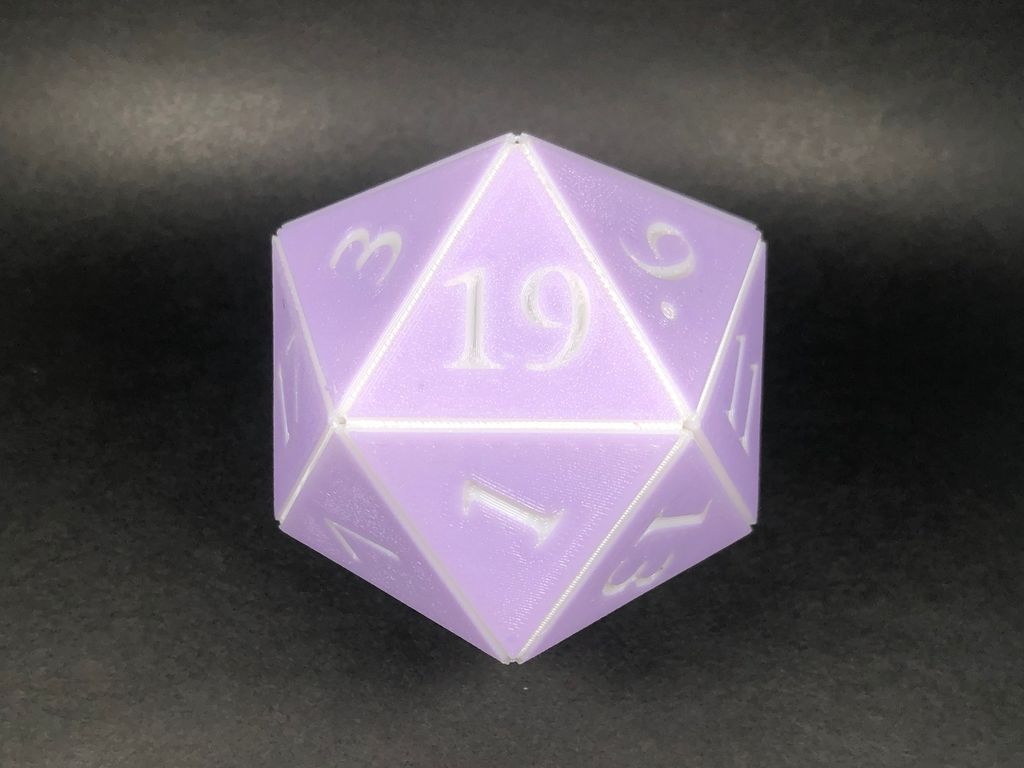 Baldur's Gate 3 inspired snap-together D20 - Filament change version