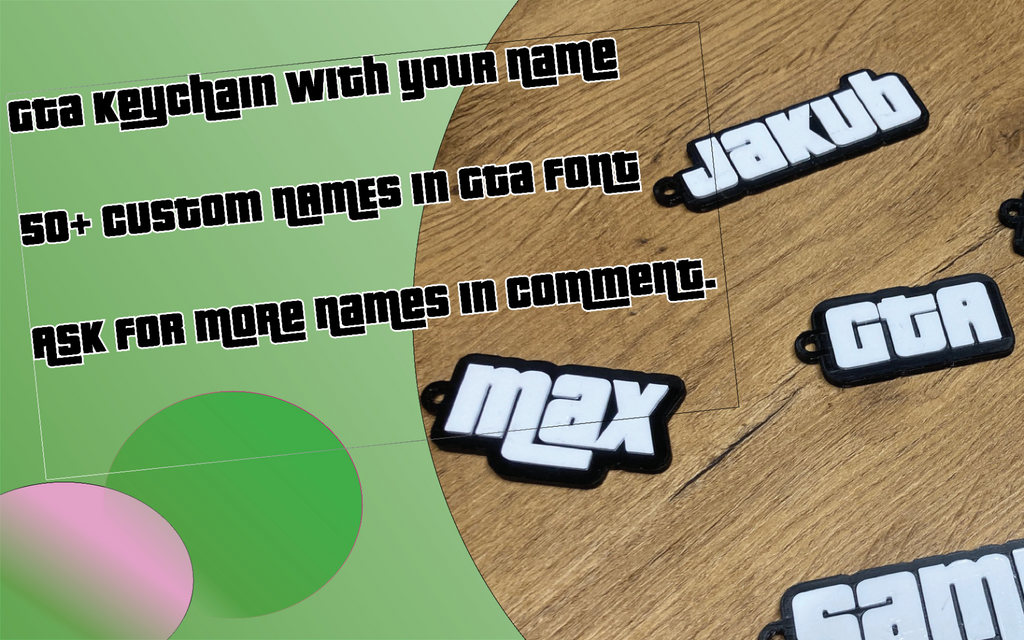 Grand Theft Auto (GTA) keychain with custom name