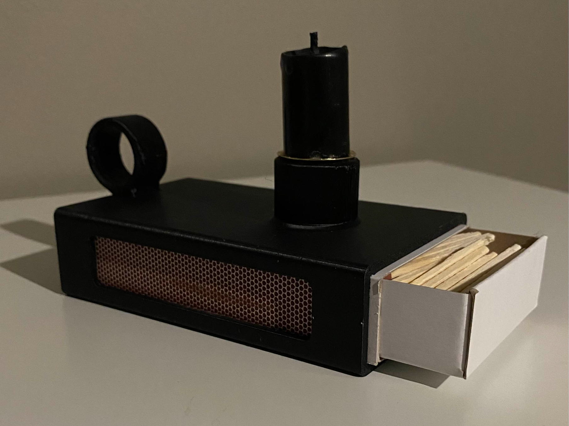 Candle Holder With Match Storage