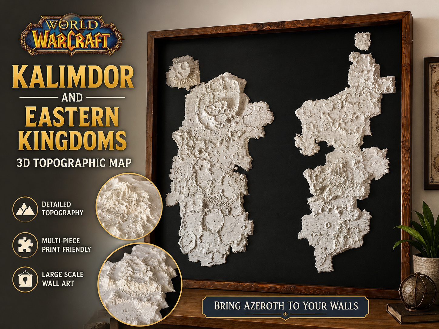 GIANT Kalimdor & Eastern Kingdoms Topographic Map