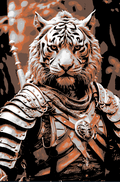 Tiger Warrior Portrait Fantasy Wall Art - Hueforge