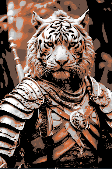Tiger Warrior Portrait Fantasy Wall Art - Hueforge