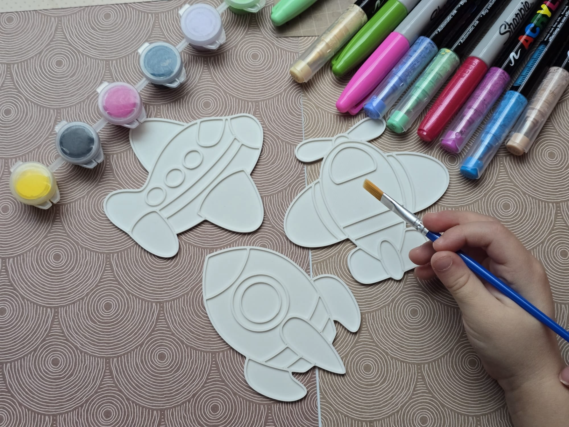 Plane Rocket Coloring Craft Panel Vehicle Set