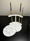 Paintbrush holder and paint palette dish