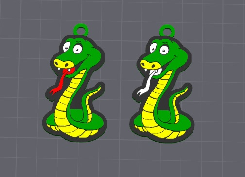 cute animal , drake the snake multicolor keychain / necklace pendant (free for commercial use)