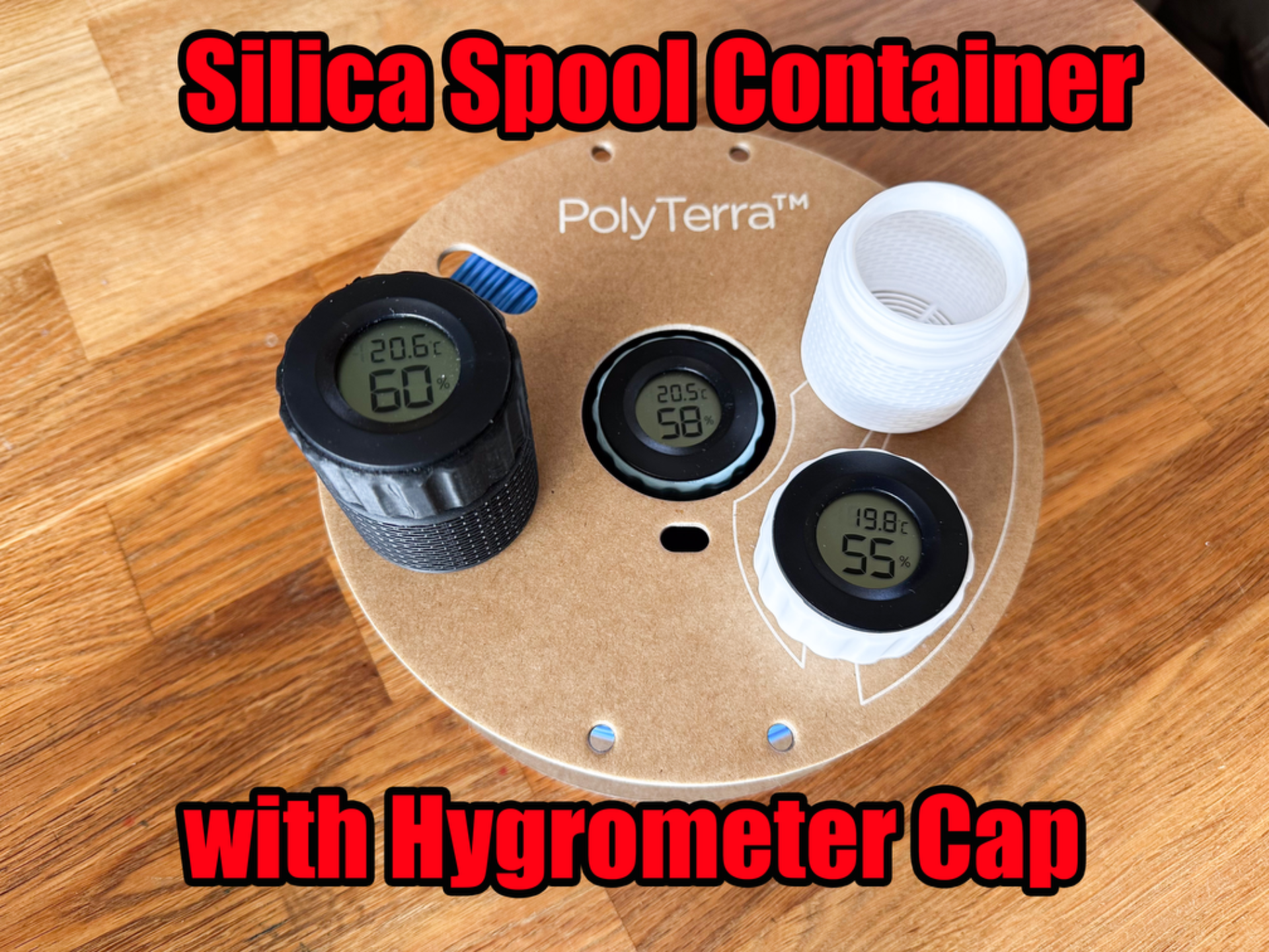 Silica Gel Spool Container + Hygrometer Cap