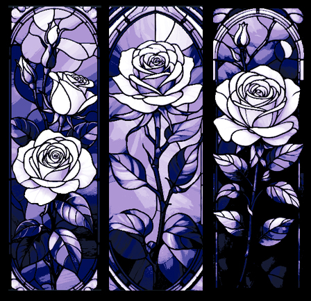 Stained Glass Roses in Bloom - Set of 3 Bookmarks colored in Hueforge