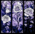 Stained Glass Roses in Bloom - Set of 3 Bookmarks colored in Hueforge