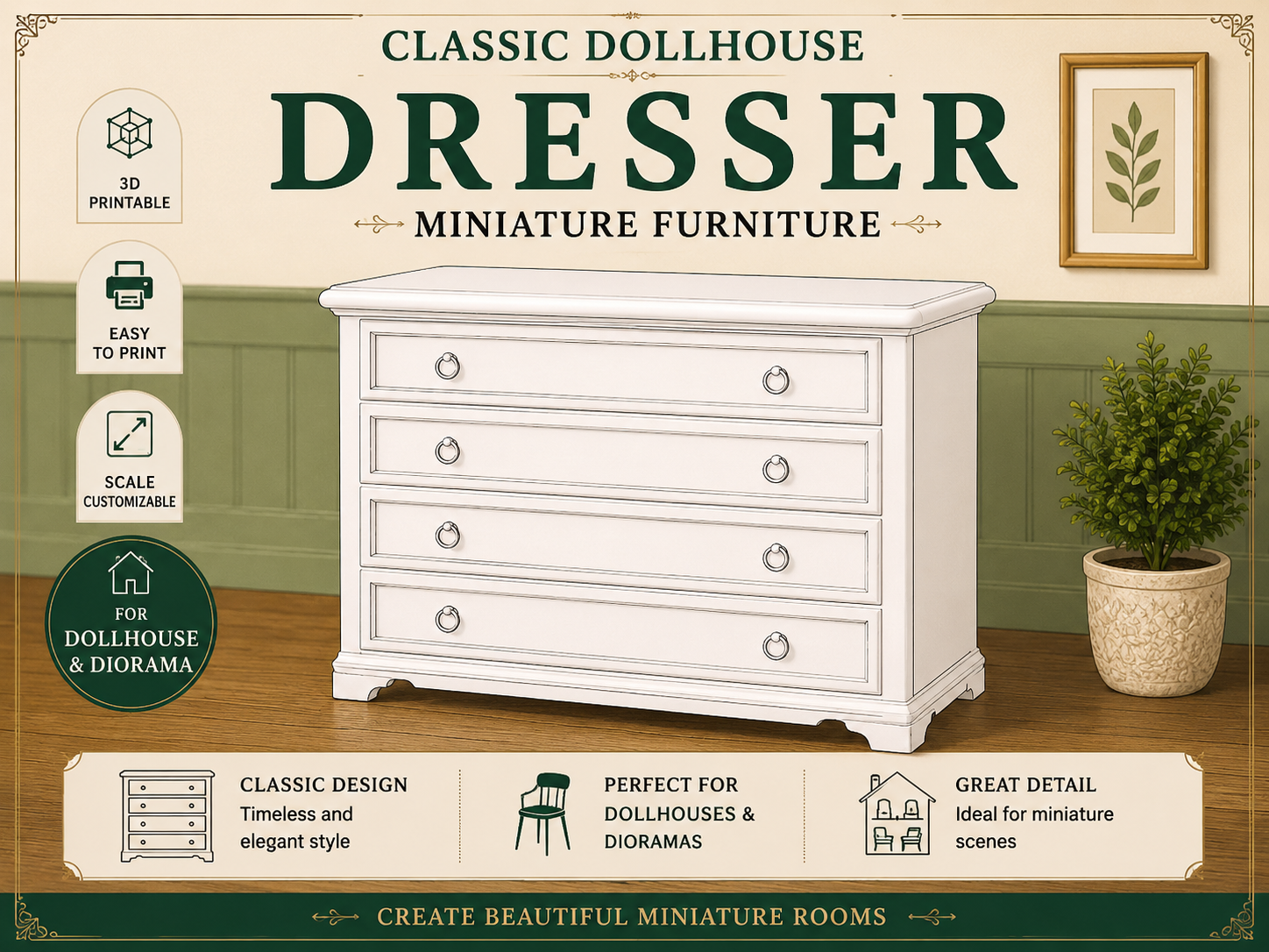 Classic Dollhouse Dresser