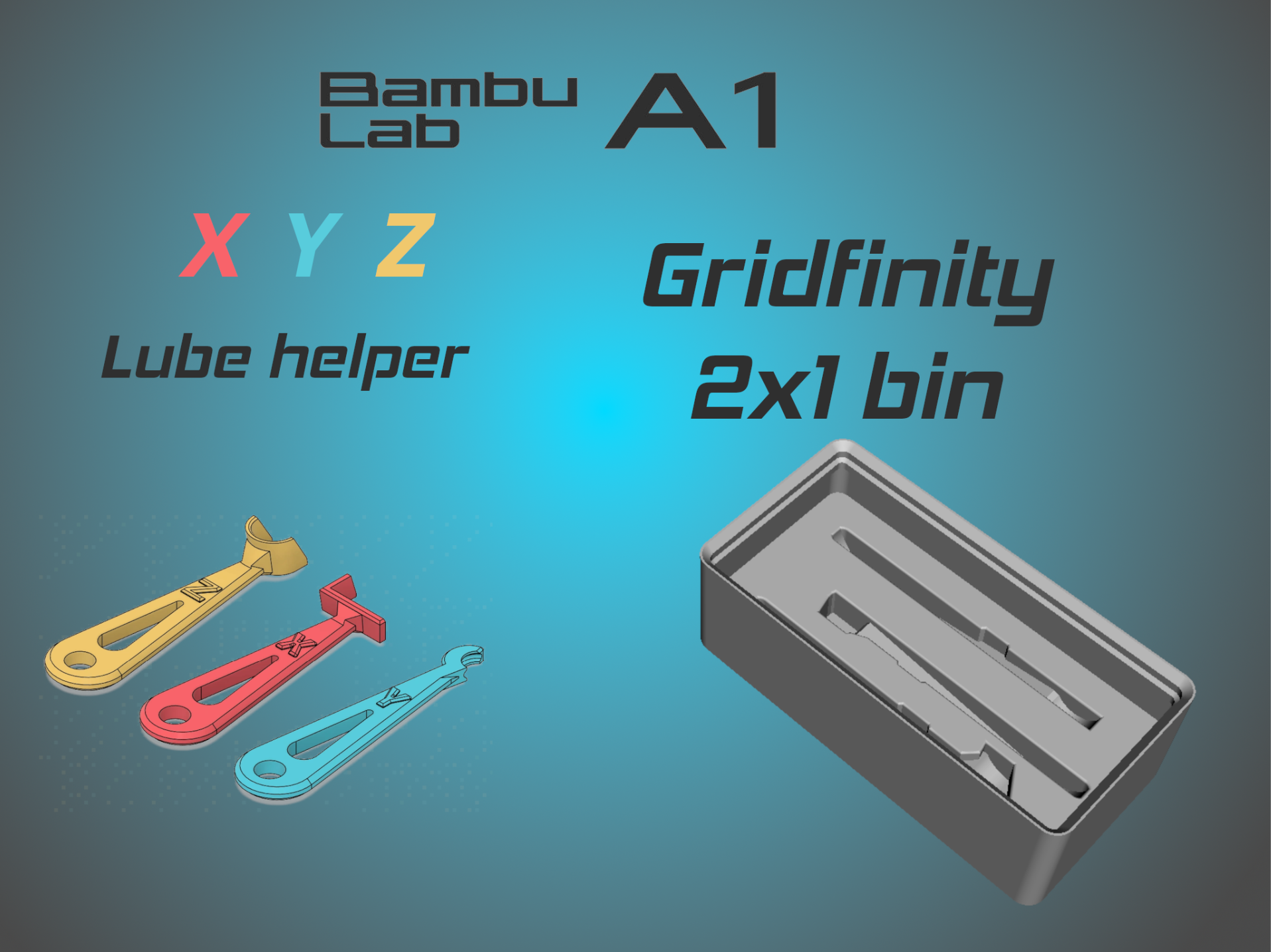 Gridfinity A1/A1Mini/A2L Lube Helper Storage Bin