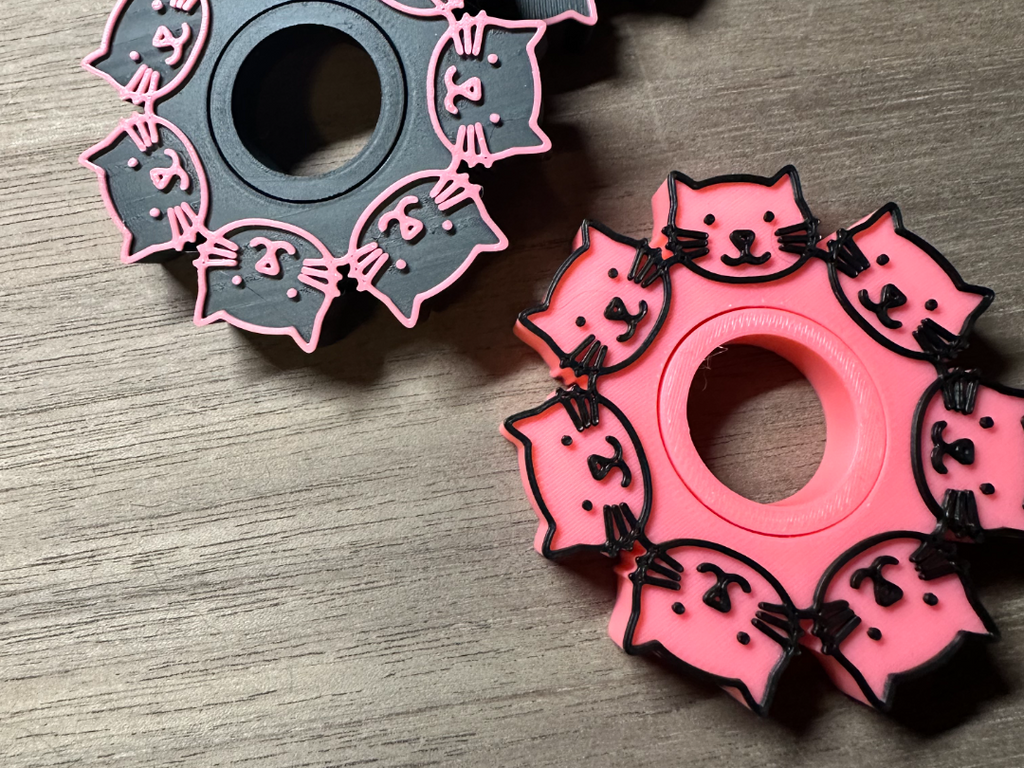 Spinning Kitties Print in Place Cat Fidget Spinner