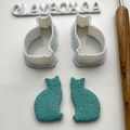 Sitting cat polymer clay cutter set - ten sizes