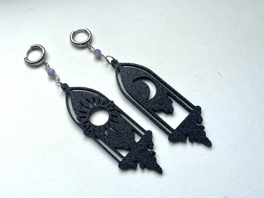 Sun and Moon Gothic Window Earrings