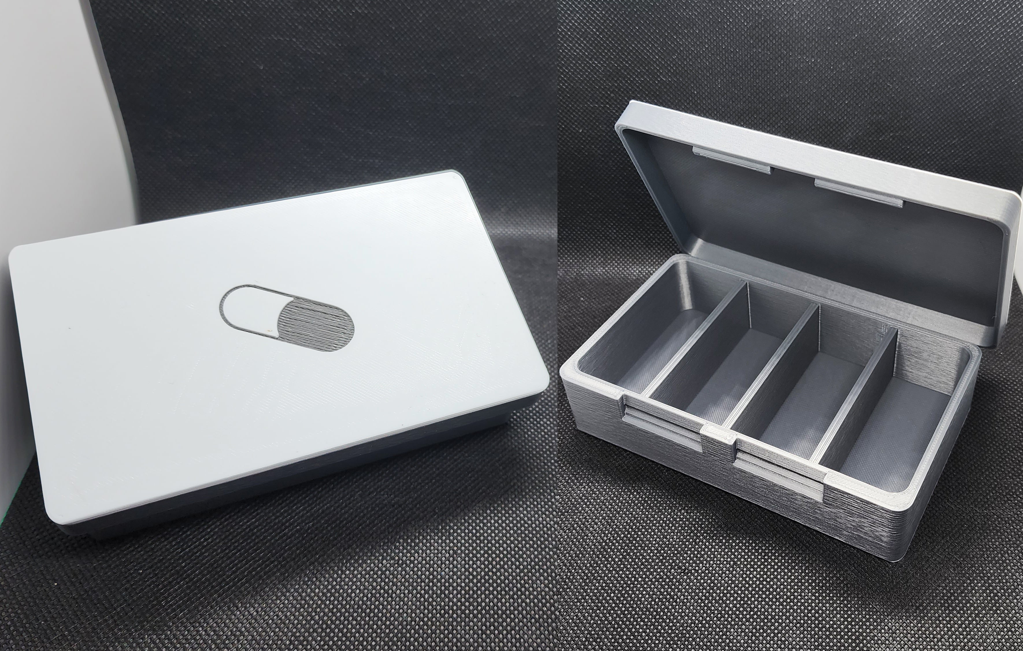 4 chamber pill box 🞧 2 color or single 🞧 Print in place