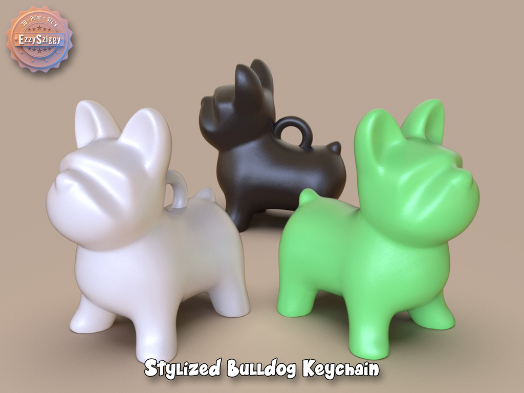 Stylized Bulldog Keychain