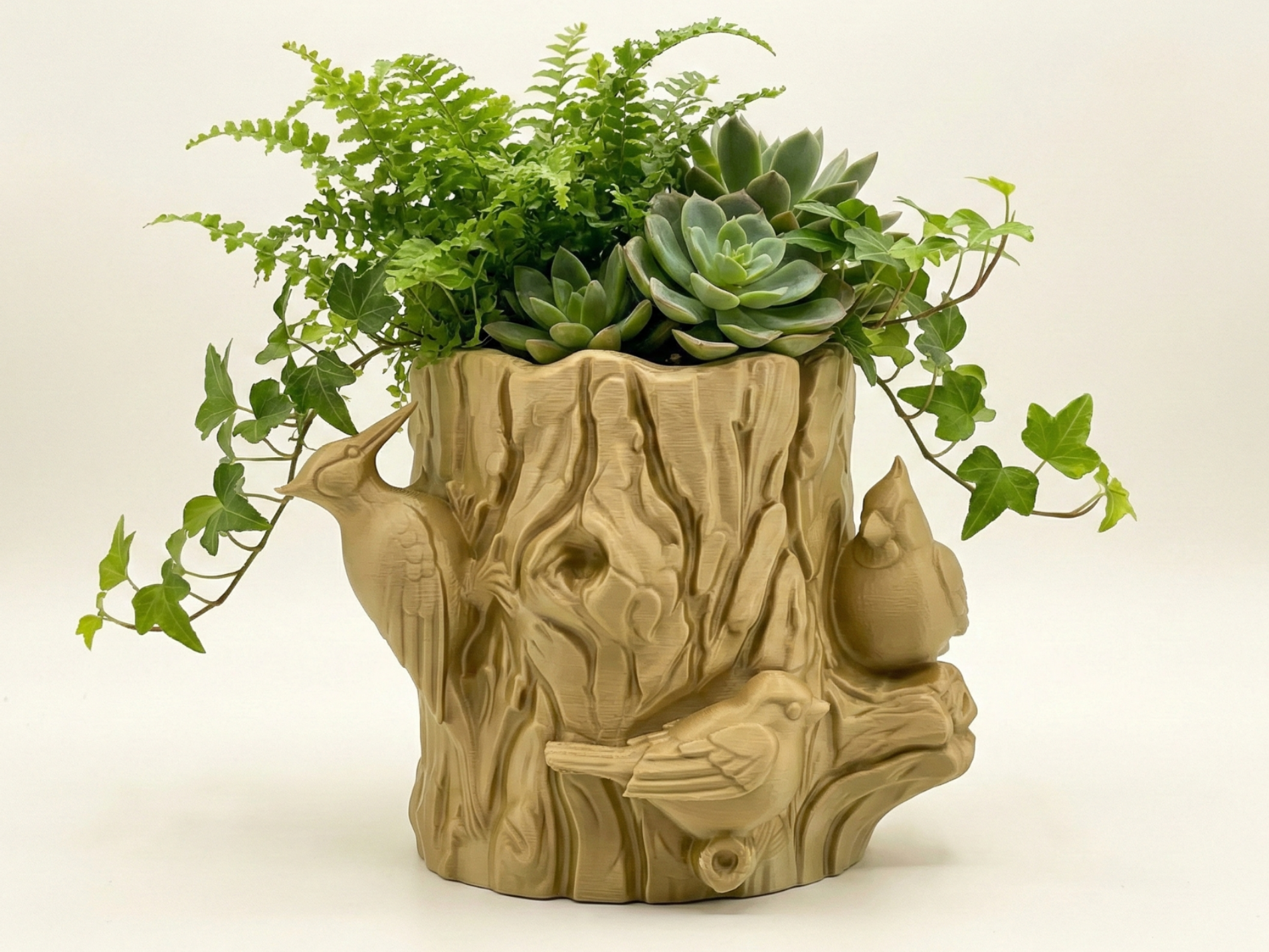 The Feathered Forest Log Planter