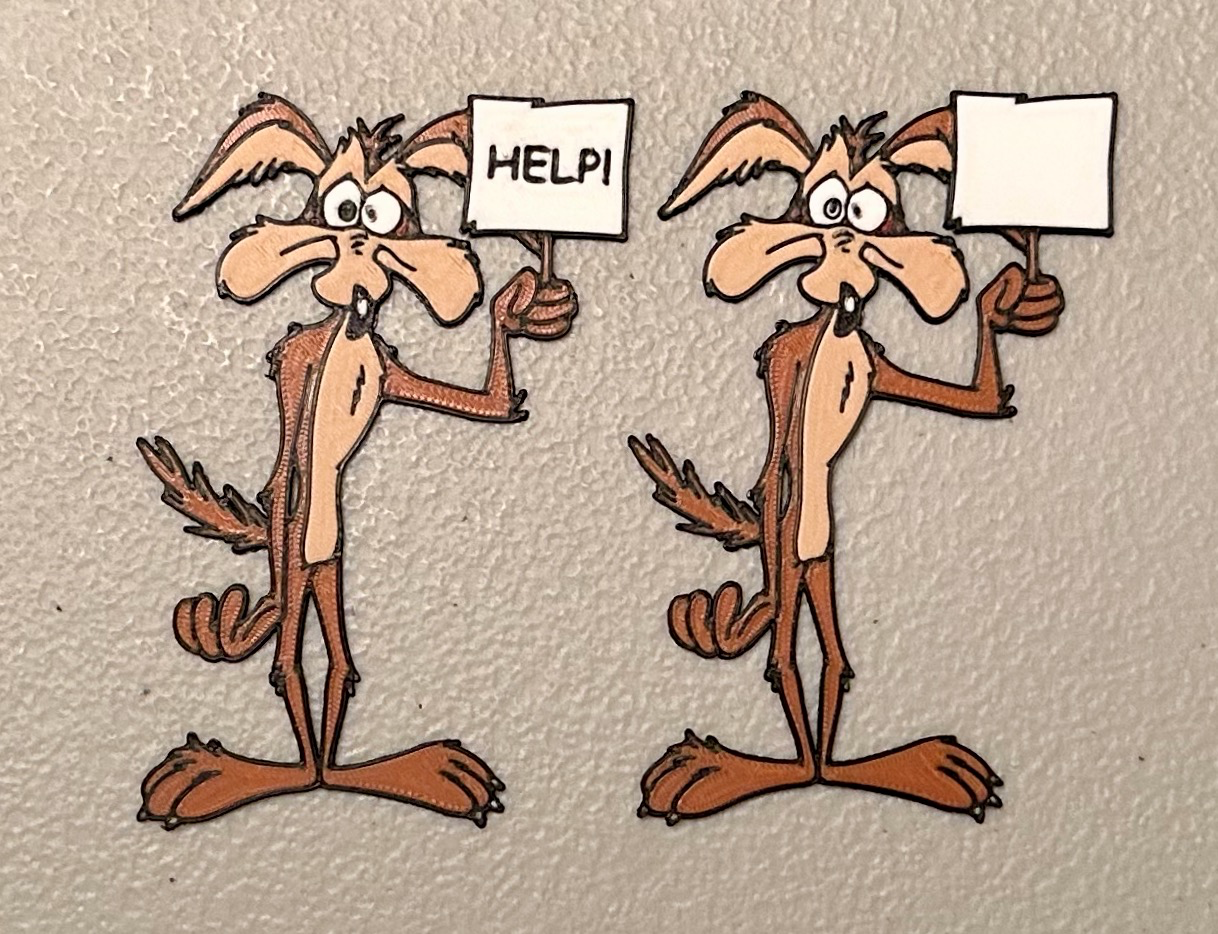 Multicolor Wile E. Coyote with Sign Magnet